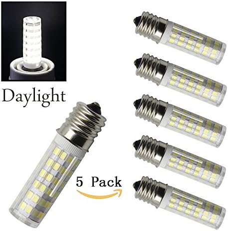 anylight-Ceramic E17 LED Bulb Kitchen Appliances and Light Fixtures,T7 T8 Intermediate Base LED Appliance Bulb 110v,5W (50W Halogen Bulb Equivalent), Daylight White 6000K,(Pack of 5)
