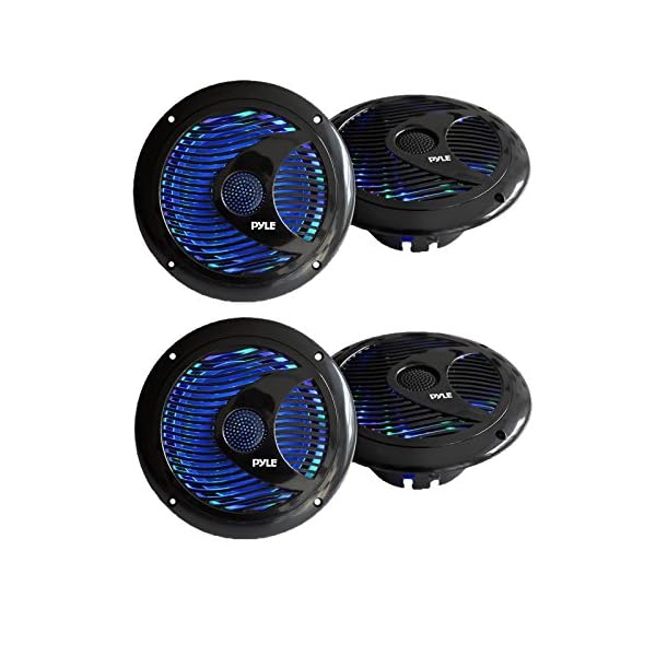New-Pyle-PLDMR87-15-Din-Marine-Yacht-Waterproof-AMFM-CDDVDMP3-Radio-Stereo-Receiver-Remote-With-4-X-Pyle-PLMR6LE-65-Inch-LED-Light-Marine-Speakers-And-PLMRM71W-Hydra-Series-Marine-Grade-Water-Resistan