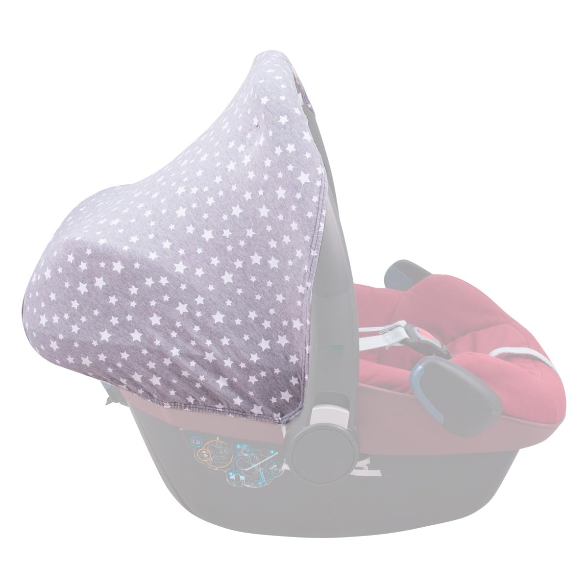 JYOKO Kids Cotton Hood Canopy for carseat Compatible with Maxi COSI Pebble Bebe Comfort (White Star)