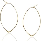 Marquise Threader Big Hoop Earrings for Women - Hypoallergenic and Safe for Sensitive Ears - Plated in 18k Gold or 925 Sterling Silver