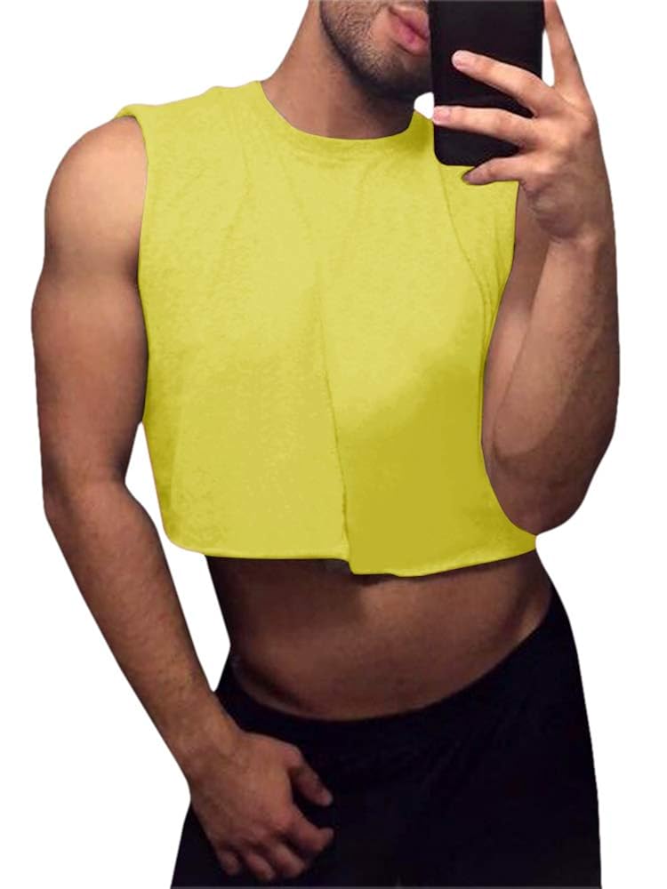 yellow sleeveless crop top