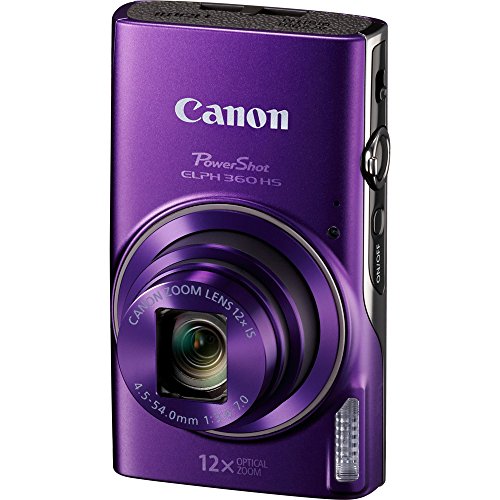 Canon-PowerShot-ELPH-360-HS-Purple-Digital-Camera-32GB-Card-Bundle-includes-Camera-32GB-Memory-Card-Reader-Wallet-Case-Mini-Tripod-Screen-Protectors-Cleaning-Kit-and-Beach-Camera-Cloth