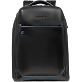 Piquadro - Blue Square Leather Travel Backpack Laptop 15.6" - Men - Black | Trolley strap, Fast-Check opening, Padded straps, Organised compartments, Business Travel and Everyday Use, Business