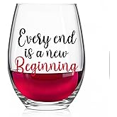 Pishovi Every End Is A New Beginning Wine Glass, Farewell Gifts for Coworker Colleague Friend, Going Away Retirement New Job Good Luck Gifts for Mom Dad Sister Teacher Staff