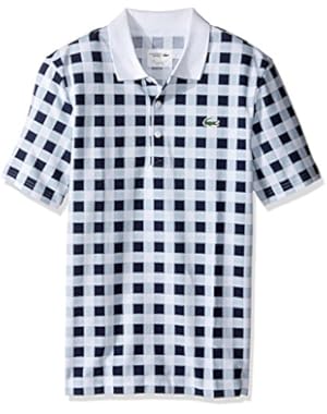 Lacoste Men's Golf Performance Short Sleeve Superlight Gingham Print Polo Shirt