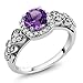 925 Sterling Silver Purple Amethyst Gemstone Birthstone Women's Ring 1.02 Ct (Available 5,6,7,8,9)