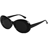 Fumwase Oval Round Thick Sunglasses Retro Goggles Vintage Sunglasses for Women Men