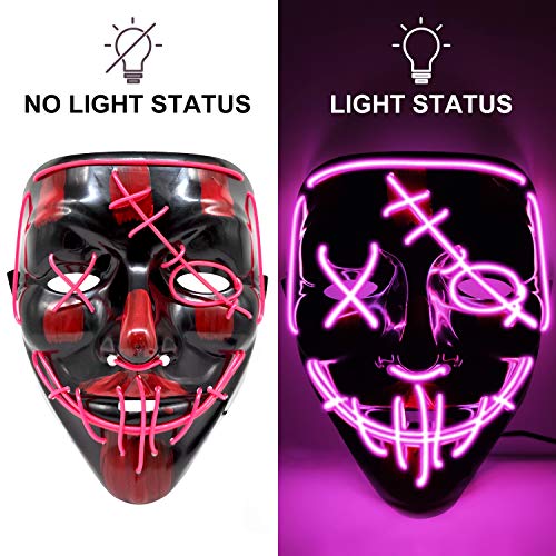 Halloween Mask LED Light Up Mask Scary Glowing Mask for Festival