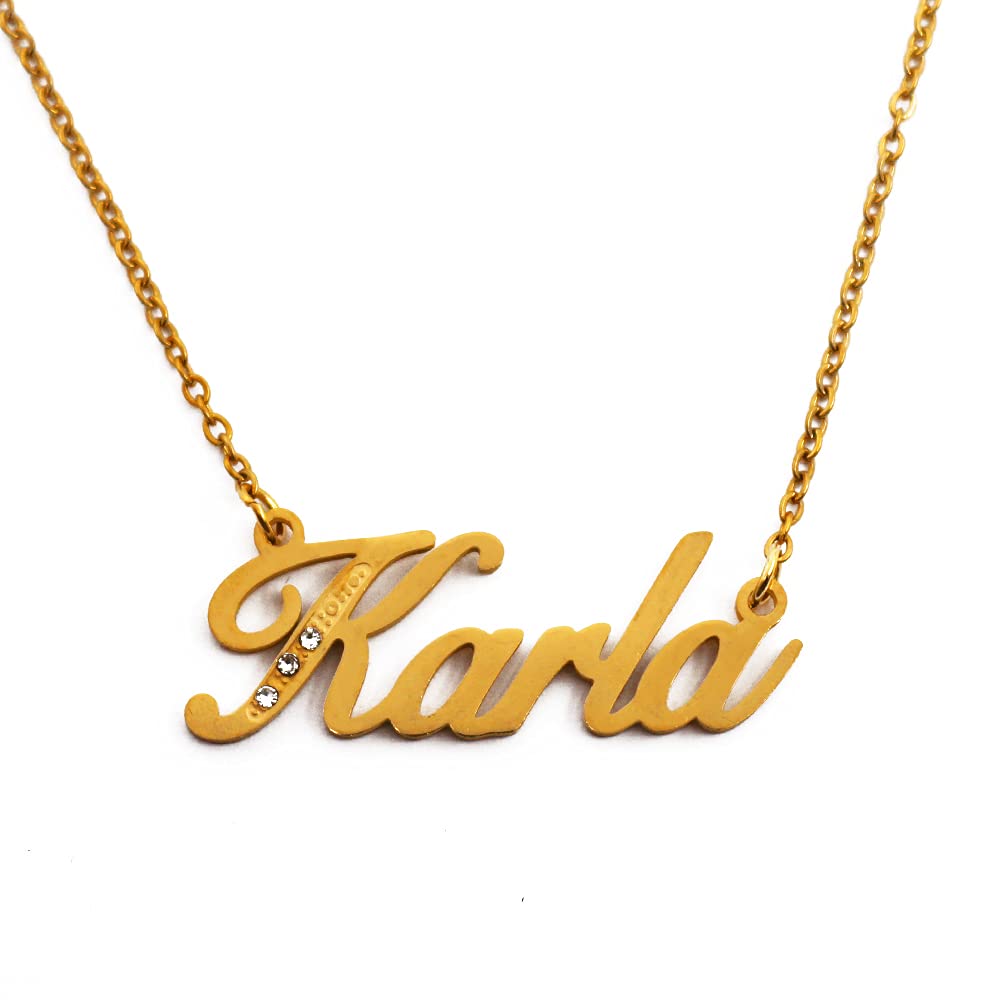 Name Necklace Karla - Gold Tone - Custom Name Necklace - Personalised Jewellery for Ladies- Customised Jewellery for Girls- Custom Pendant Karla