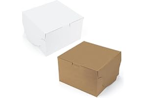 FC MEYER PACKAGING FC Meyer Bakery Boxes - Reversible Classic 10” Layer Cake Box, Versatile Reversible Paperboard – Choose White Or Kraft Side, Ideal for Small Bakery Cafes, Made In USA, Size 10 x 10 x 5 (Pack of 50)