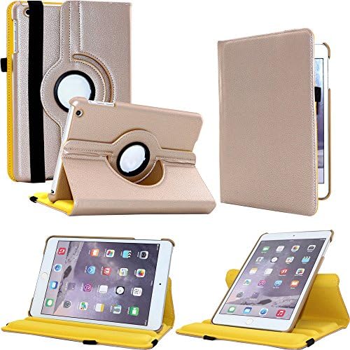 FIII iPad mini 1/2/3 Case - 360 Rotating Leather Stand Smart Cover with Stylus Pencil Holder and Auto Sleep Wake For Apple 7.9 inch Tablet mini iPad 1st, 2nd and 3rd Generation (Luxury Gold)