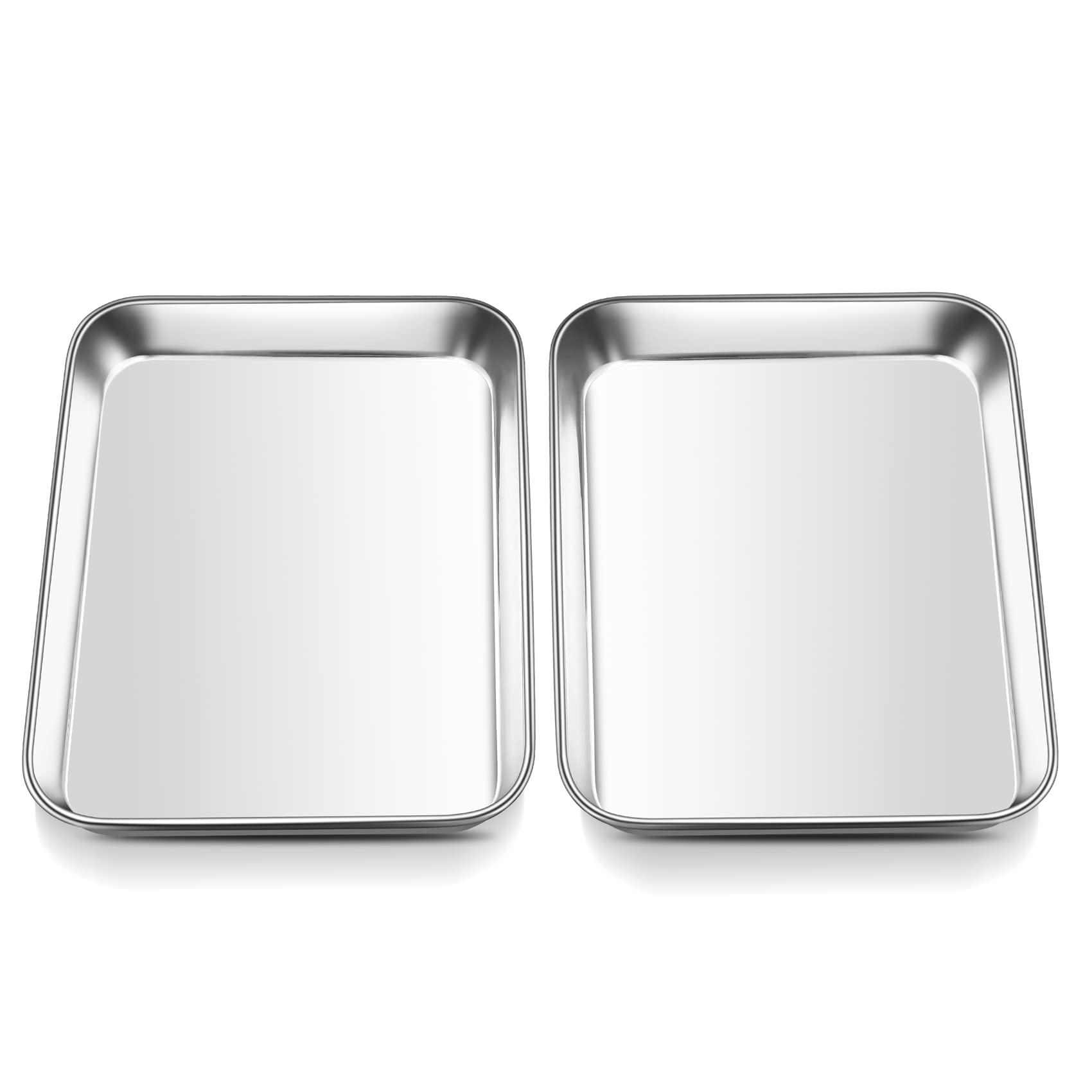 Mini Oven Tray, Onader Stainless Steel Small Baking Trays Sheets Pan, Rectangle Cake Tin Perfect for Baking Cooking Serving, Healthy & Heavy Duty, Mirror Finished & Dishwasher Safe, 23.7x17.7x2.5cm