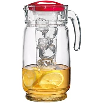 spout glass pitcher essentials beyond tea lemonade liner lid pour oz clear ice easy iced juice handle water