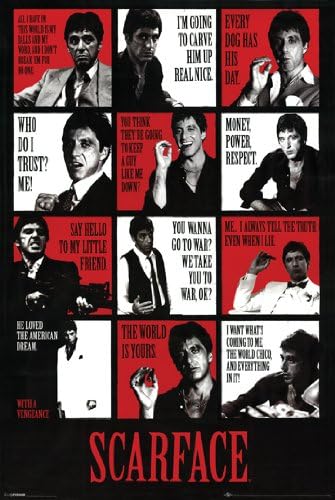 777 Tri-Seven Entertainment Scarface Poster Movie Quotes Al Pacino Large Print (24x36), Color
