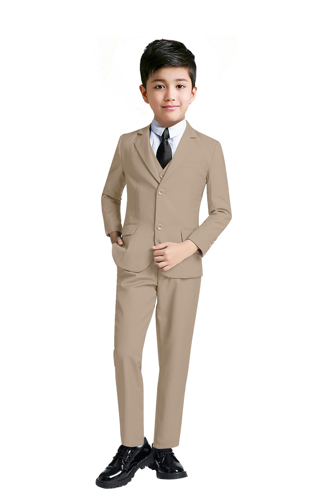 Photo 1 of Kids' Toddler Suits Size 6 Boys Champagne Suit for Wedding Prom Slim Fit 5 Piece Teenager Ring Bearer Outfit Easter Tuxedo Suits