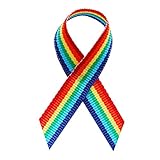 USA Made Rainbow Fabric Awareness Ribbons - Bag of 250 Fabric Ribbons w/ Safety Pins (Many Colors Available)