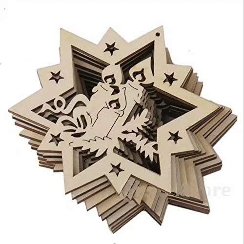 10pcs Christmas Hanging Ornaments Decoration Wooden Candle 02