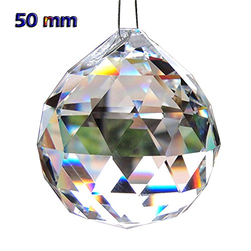 Oun Nana Clear 50mm Glass Crystal Ball Prism Pendant Faceted Chandelier Crystal Parts Hanging Pendant Lighting Ball Suncatcher Wedding Home Décor - Thumbnail 7