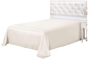 LILYSILK Silk Flat Sheet, 19 Momme 100% Pure Mulberry Silk Bed Sheet, Seamless, Hypoallergenic, Ivory, King 108''x102''