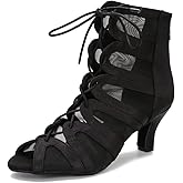 YYTing Women Ballroom Dance Boots Latin Salsa Performance Dress Practice Sandals with 2.5inch Heels YT21