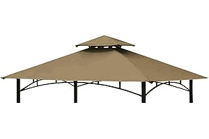 Tanxianzhe Grill Gazebo Replacement Canopy Top Cover 5×8 Double Tiered BBQ Roof ONLY FIT for Gazebo Model L-GG001PST-F (Khaki