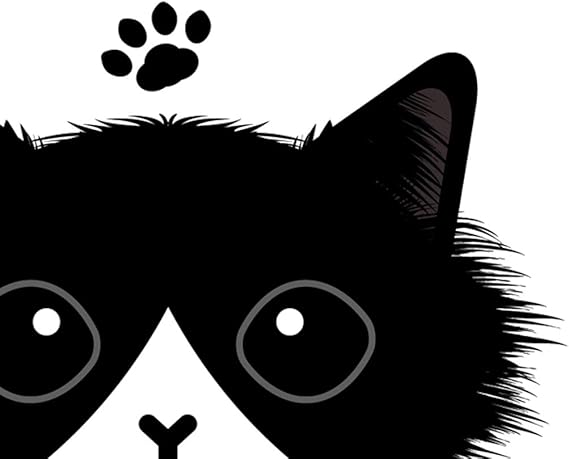 Amazon Co Jp チラ見 長毛 猫 ステッカー ブラック ホワイト 白黒 猫 ロング Cst102 G ホビー