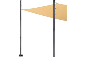 Brillihood 9ft Sun Shade Sail Pole Kit - Extends to 9 Feet with 3 Fixed Points for Shade Sail Canopy, Heavy Duty Steel Post Stand for Outdoor String Lights, Patio, Backyard, 2-Pack