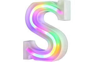 WARMTHOU Light Up Letters Neon Signs 26 Alphabet Letter Bar Sign Letter Signs for Wedding Christmas Birthday Partty 32 Alphabet Letter Bar Sign Letter Signs for Wedding Christmas Birthday Partty-Colourful S