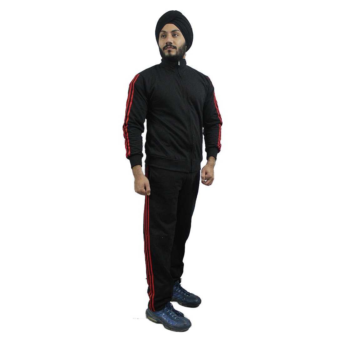 black tracksuit red stripe