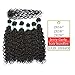7 Pcs Jerry Curly Synthetic Hair Extensions Jerry Curly Bundles Weave Hair with One Closure Natural Black Color Mixed Length (16'' 18'' 20'' with 16'' closure, Black)