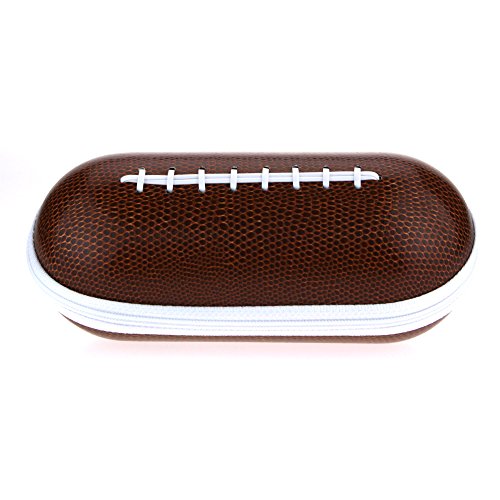 Zipper Brown Foot Ball Hard Eyewear Glasses Carrying Case