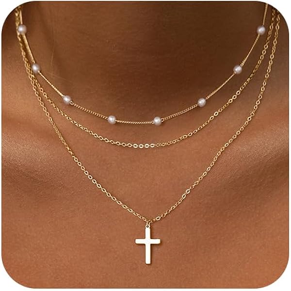 Collier Croix Avec Couronne Tournante - Or 14K Plaqué, Zirconiums, 45+5 Cm, Cadeau Religieux Pour Femme