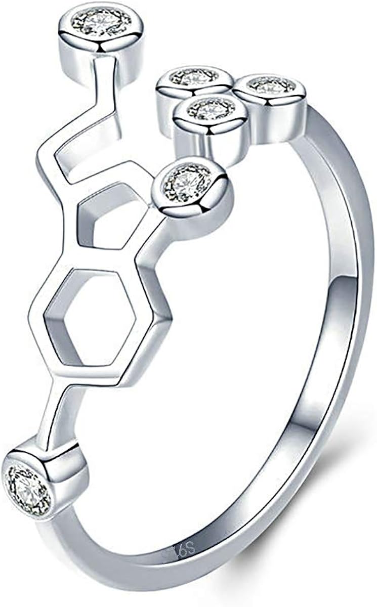 Clearine Damen Ring 925 Sterling Silber Statement Ring Kristall