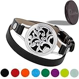 EMF Protection Bracelet With Black Tourmaline Crystal Disk 3025 Negative Ions - (2 in 1) Unique Anti EMF Shield for Cell Phone, Laptop for a Modern Woman who Also Loves Essential Oil Bracelets