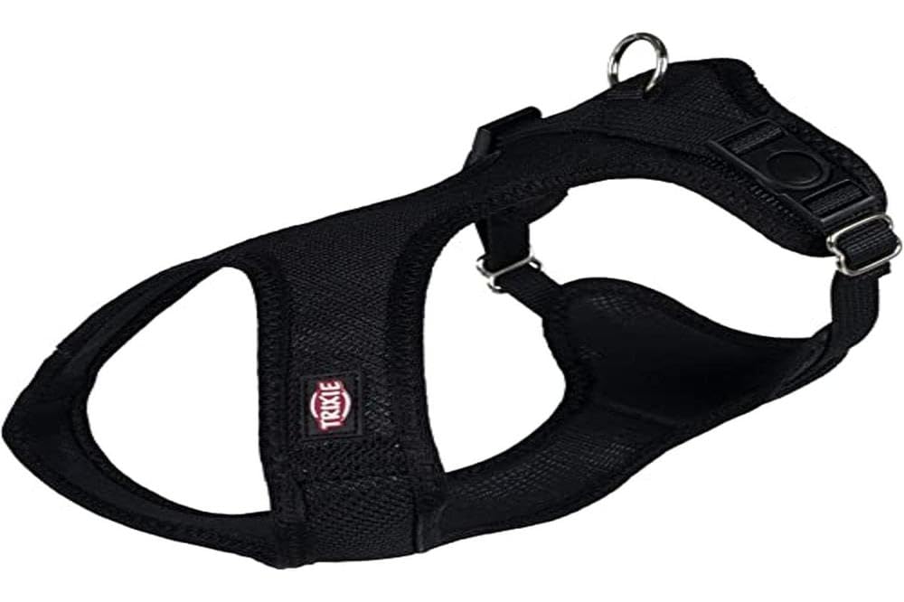 TRIXIE comfort soft touring harness size S-M: chest circumference 13.8–23.6 inches/0.8 inches in black – padded dog harness for jogging with infinitely adjustable belly strap for small dogs, 16281