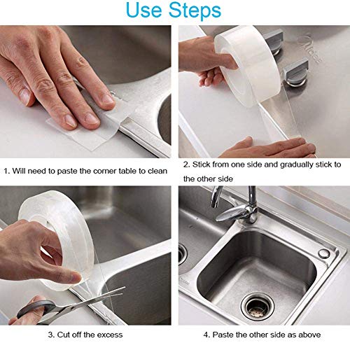 TYLife Caulk Tape,Washable Adhesive Caulk Strip Self Waterproof Repair Tape for Bathtub Bathroom Kitchen Sink Basin Edge Shower Toilet Kitchen and Wall Mildew Sealing(2Inch Width x 33Feet Length)