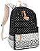 HITOP Backpacks for Teen Girls, Cute Fashion Lightweight School Bookbag Bag for Young Student (Black)