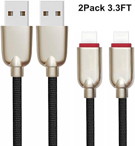 iPhone Quick Charge Lightning Cable, AWOGER 2Pack 3FT Nylon Braided Rapid charging Compatible with iPhone X/8/8 Plus/7/7 Plus/6/6S Plus/5S/iPad Pro / iPad / 2 / 3 / 4 / Mini / Air/Pro (Black)