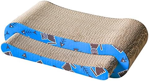 Multi-activity Kitty / Cat Scratching Pad / Post with Catnip - Avoid Furniture Destroyed -Sturdy Enough Scratcher- Recycled Materials &amp;Free Toy (Curve Set of 2)