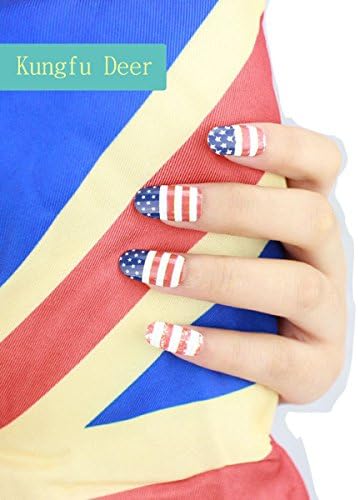 Fashion Pretty USA Flag Nail Art Stickers Decals Transfer Stickers Set - Art Patches for Pregnant Women (1 Sheet, 15 Stencils)