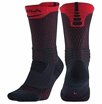 Nike Elite Versatility USA Basketball Crew Socks (475 Dark Obsidian/University Red, S 4-6)
