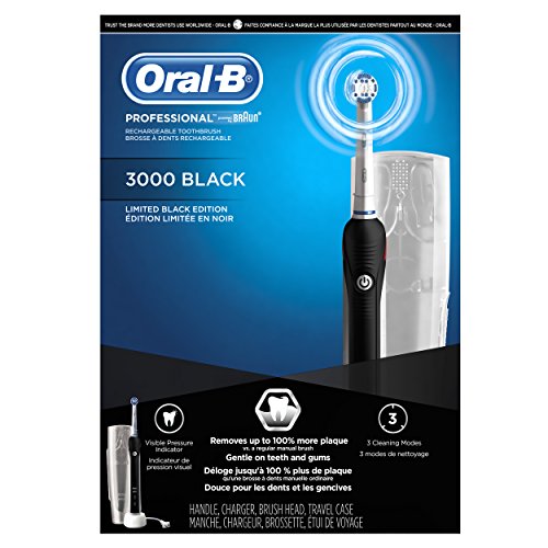 Oral-B Power PRO 3000 Electric Rechargeable Black Power Toothbrush Powered by Braun