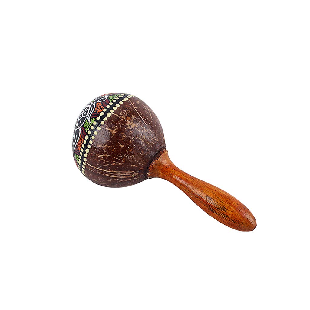 Alnicov Coconut Shell Sand Hammer Hand Rattle Percussion Musical Instrument Gift-random color