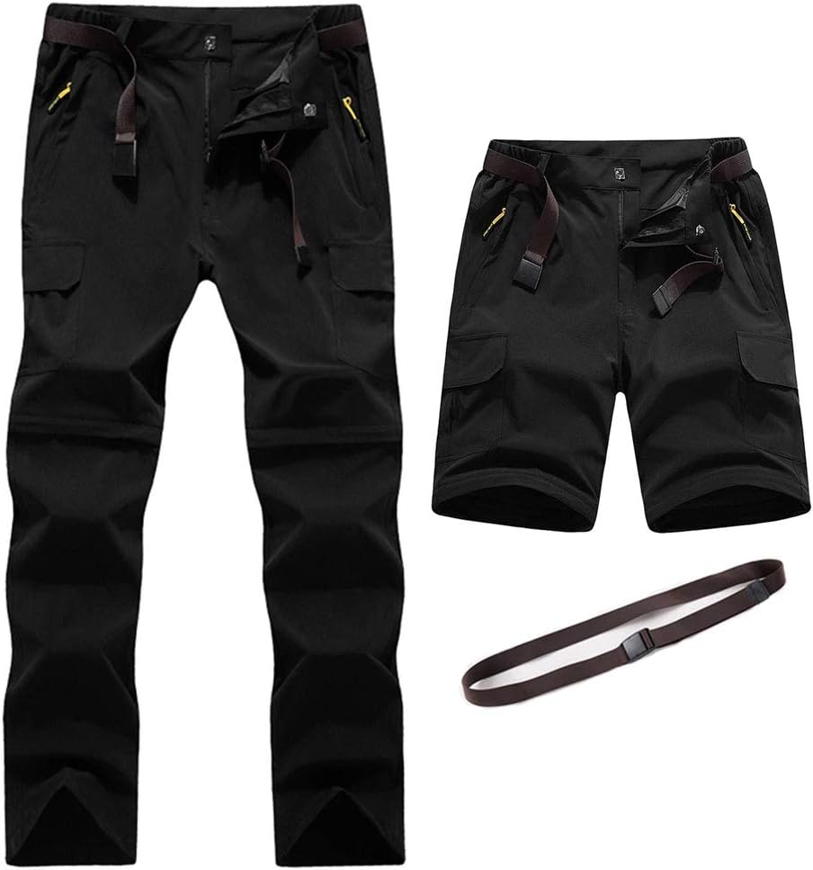 Men's Outdoor Convertible Hiking Trousers Quick Dry Lightweight Breathable Trousers Water Resistant Camping Trekking Mountain Running Cycling Walking Pants