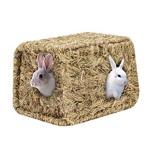 MYFAMIREA Grass House for Rabbits, Natural Foldable Hand Woven Seagrass