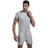 DLSMDOUS Mens Short Sleeve Onesie Pajamas Sexy Lounge One Piece Jumpsuit Adult Stretchy Romper