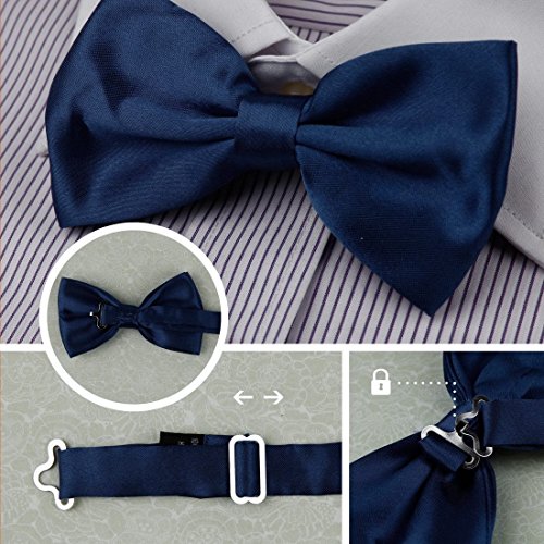DBF2002 Bow Tie For Men Grey,Dark Green,Red,Orange,Blue Solid Poly Pre-tied Bow tie Present Box Set 5T By Dan Smith