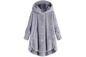 INESVER Womens Winter Coats 2023 Fashion Faux Fur Coat Fuzzy Fleece Warm Sherpa Hoodie Jacket Button Lapel Cardigan Sweater