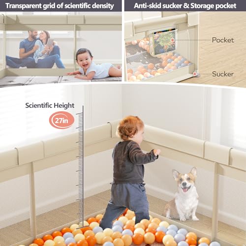 Julrring Baby Playpen 120 x 120 cm with Mat and Mattress for Home | Playpen 120 x 120 cm (mat included), spacious play area suitable for home, easy to clean and store