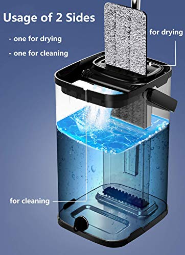 image for Buyplus Flat Floor Mop and Bucket Set - Home Floor Cleaning System,Wet